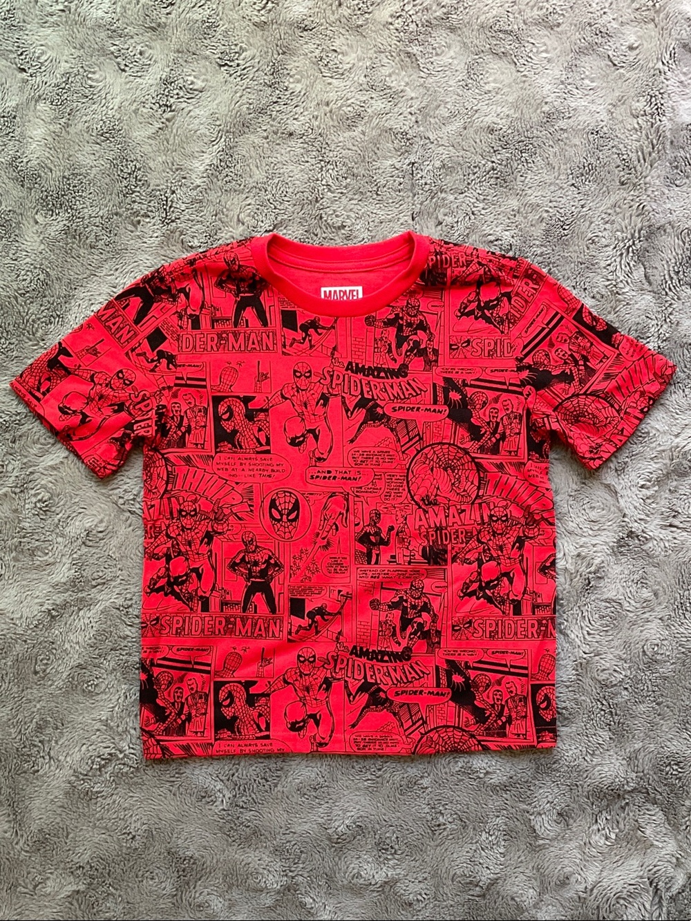 Marvel Red Spider-Man Comic Panel Tee for Kids